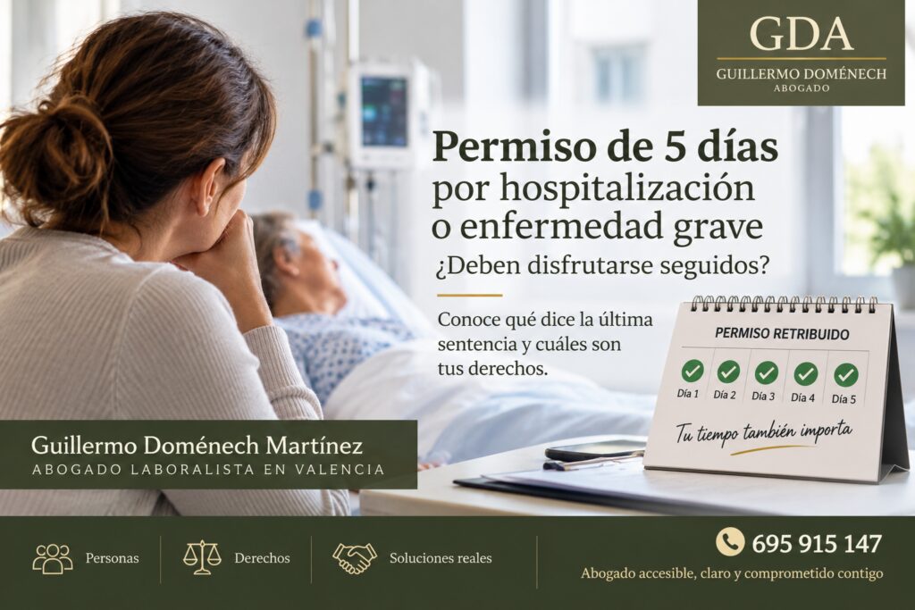 ¿La empresa puede obligarme a disfrutar seguidos los 5 días de permiso por hospitalización o enfermedad grave?